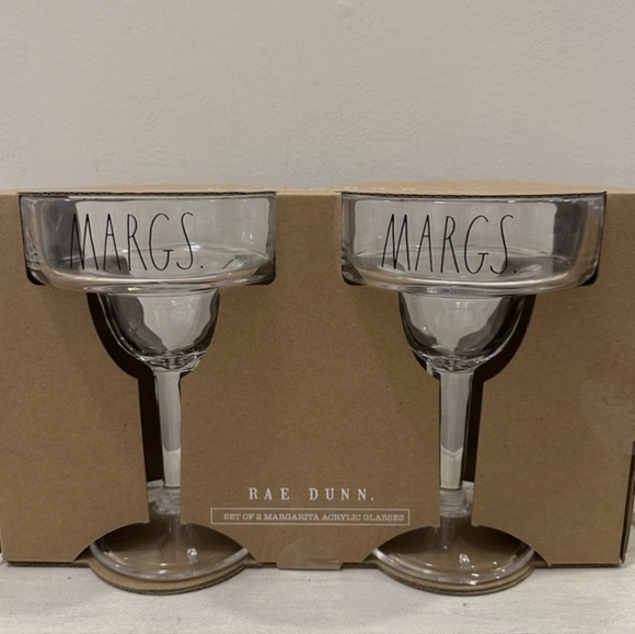 Rae Dunn MARGS Elegant Glass Goblet Set - Picture 1 of 9